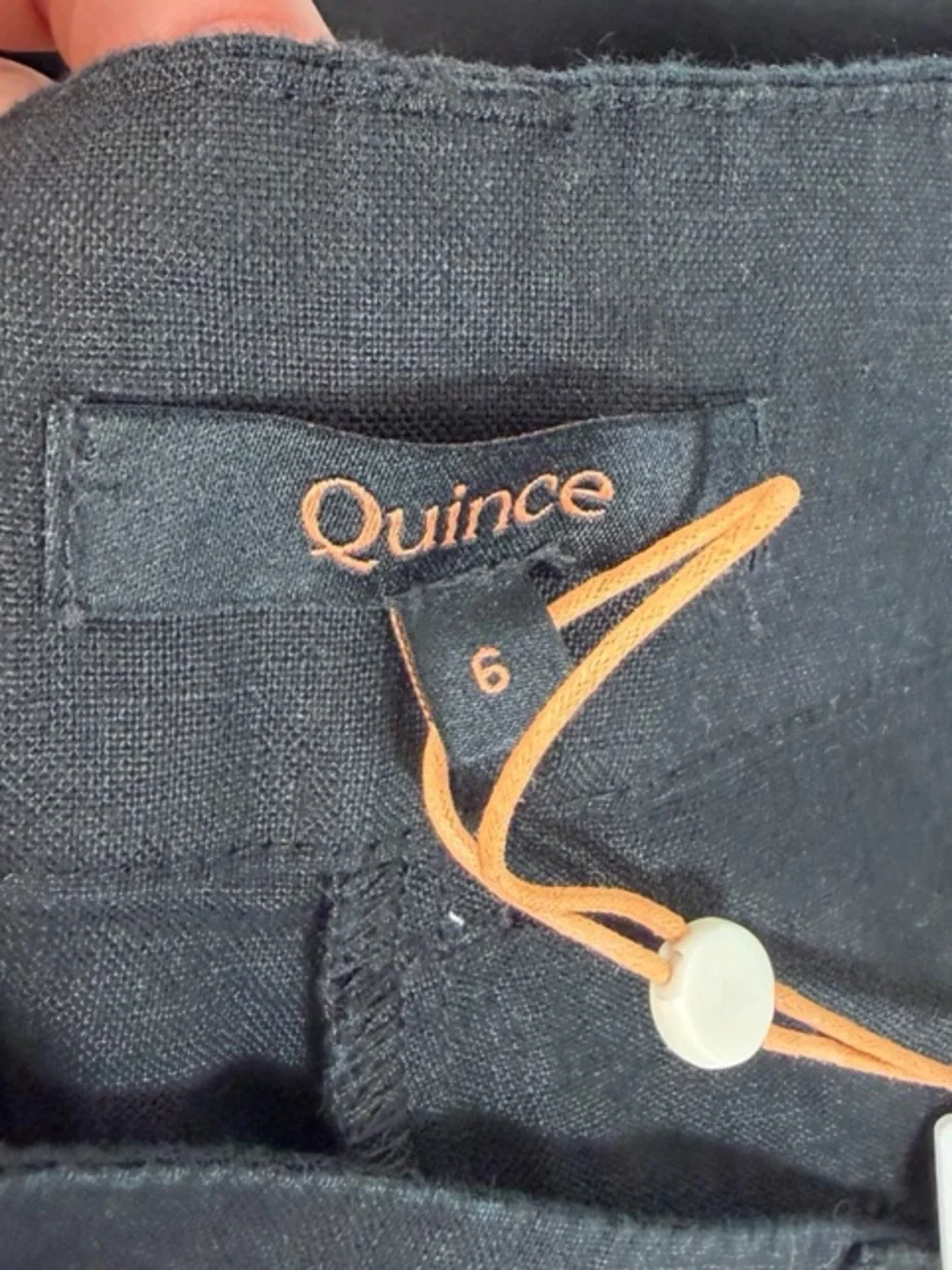 Quince Black 100% European Linen Patch Pocket Wide Leg High Rise Pants 6 NWT